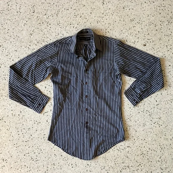 GEOFFREY BEENE Fitted Striped Collared Button Down Shirt Neck 14.5 Size 32/33 - Picture 1 of 5